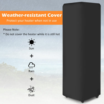 Tangkula 41,000 BTU Propane Patio Heater with Waterproof Cover, Outdoor Heater with Lockable Wheels, Adjustable Feet, Tempered Glass Tube, Suitable for Garden Porch Patio Deck (Black)