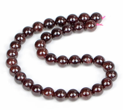 AD Beads Natural Gemstone Round Loose Beads 15" for Bracelet Necklace Earrings Jwelery Making Crafts DIY (10mm, Dark Red Garnet)