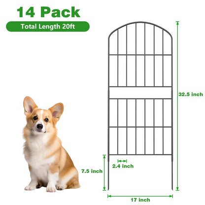 KIMAZO 32.5in (H) x 20ft (L) Tall Decorative Garden Fence - 14 Pack Garden Fencing, Rustproof Metal Wire Panel Border Animal Barrier for Dog, Flower Edging for Yard Landscape Patio Outdoor Decor