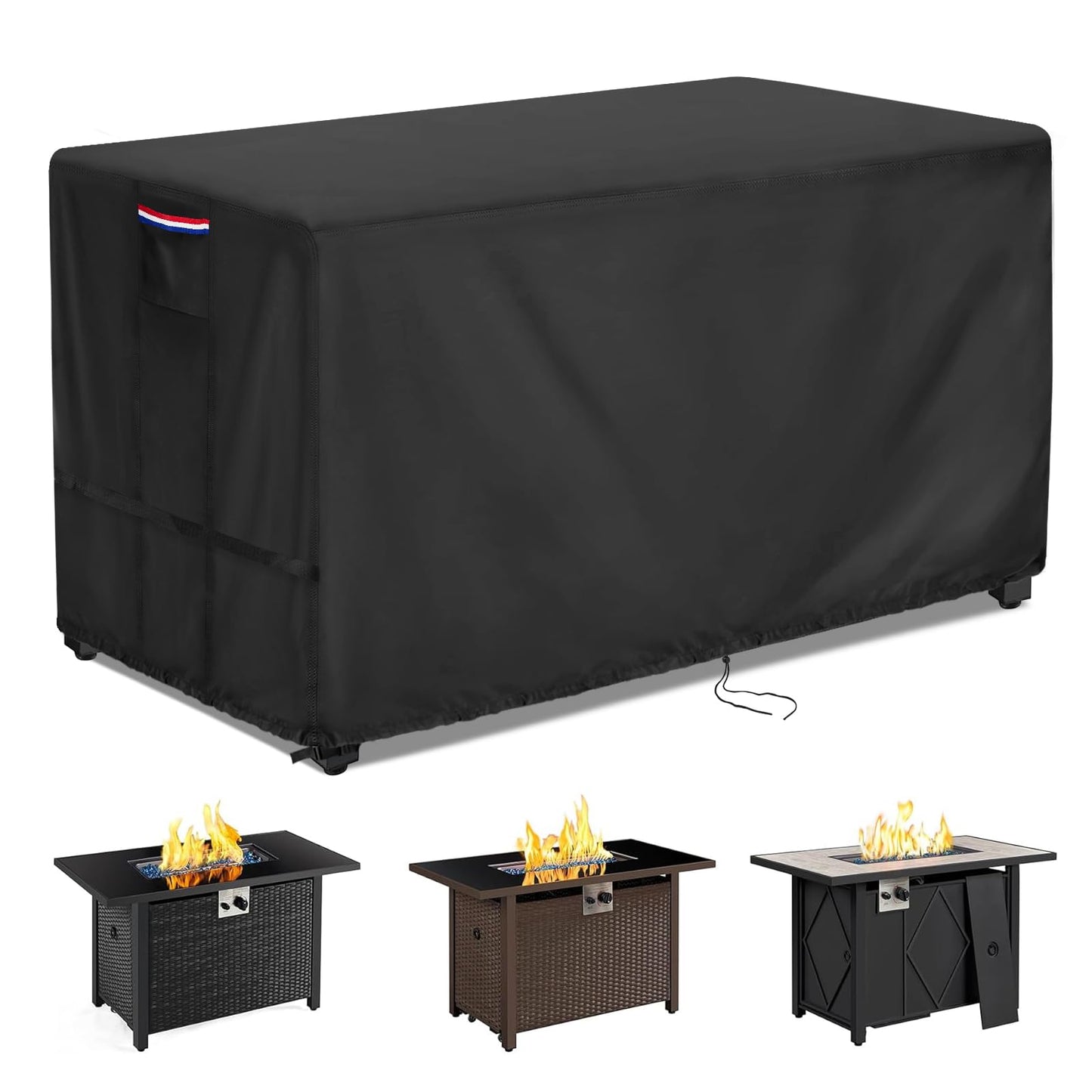 Youlvy Fire Pit Cover Rectangular 43 Inch - Waterproof Outdoor Fire Table Cover Rectangle Heavy Duty, 600D Patio Propane Gas Firepit Cover Rectangular Tear Weather Resistant - 43 x 24 x 25 Inch