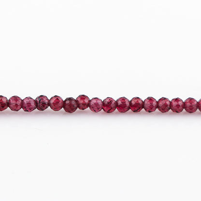 Natural Beaded Bracelet Birthstone Gemstone Jewelry, 2-2.5 mm Faceted Beads, Hypoallergenic 8 Inch Gold Plated Handmade Crystal Dainty Bracelets For Women (Red Garnet)
