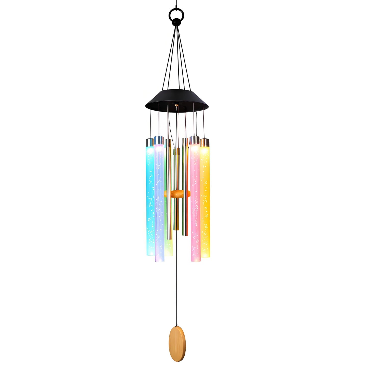 38” Bubble Column Aluminum Tube Solar Light LED Wind Chime for Outside, Weather Resistant Outdoor Garden Patio Soft Tone Decor, Ideal Gift for Birthday, Mother's Day, Meditation, Relaxation