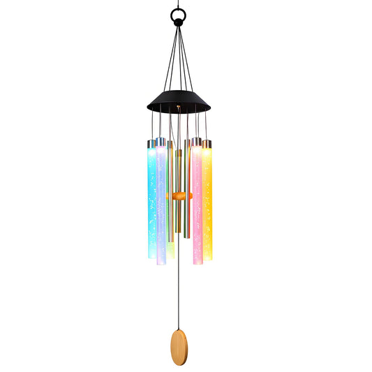 38” Bubble Column Aluminum Tube Solar Light LED Wind Chime for Outside, Weather Resistant Outdoor Garden Patio Soft Tone Decor, Ideal Gift for Birthday, Mother's Day, Meditation, Relaxation