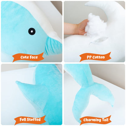 Kekeso Giant Dolphin Plush Toy, Soft Whale Hugging Pillow Stuffed Dolphin Pillow for Children Girls (Gray, 100cm/39.37inch)