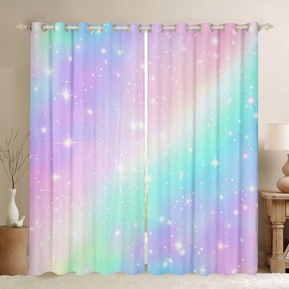 Erosebridal Ombre Blackout Curtains Tie Dye Gradient Darkening Curtains Girl Batik Pink Purple Blue Window Treatments Rainbow Iridescent Window Drapes 38"x45",2 Panels