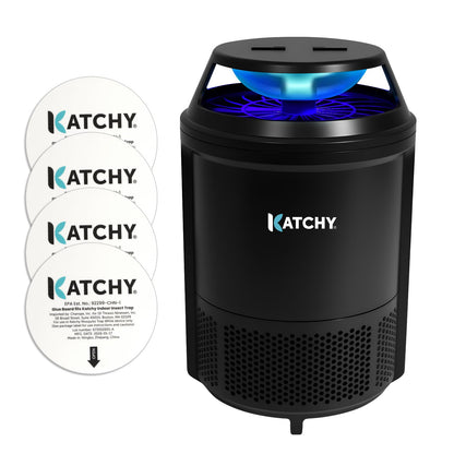 Katchy Indoor Flying Insect Trap – Catcher & Killer for Mosquitoes, Fruit Flies, Gnats & Moths – Non-Zapper with Suction & Blue Light – Ideal for Indoor Spaces, Kitchens & Plants (Original, Black)