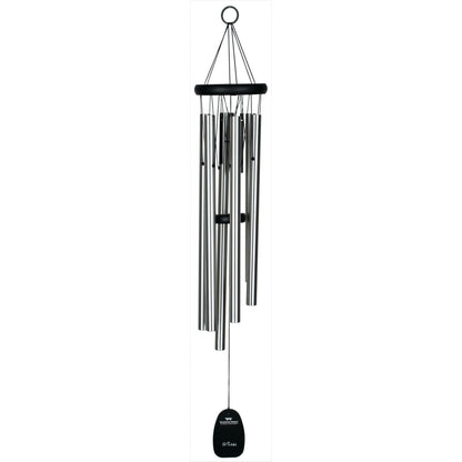 Woodstock Wind Chimes Pachelbel's Canon in D, Silver Aluminum Tubes, Medium 32 - Inch, Deep Toned Windchime for Outdoor Decor for Garden, Patio, Porch