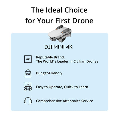 DJI Mini 4K, Drone with 4K UHD Camera for Adults, Under 249 g, 3-Axis Gimbal Stabilization, 10km Video Transmission, Auto Return, Wind Resistance, 1 Battery for 31-Min Max Flight Time