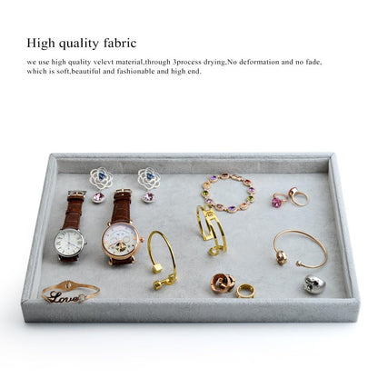 Oirlv Velvet Stackable Jewelry Trays Grids Rings Earrings Bracelet Watch Showcase Display Tray