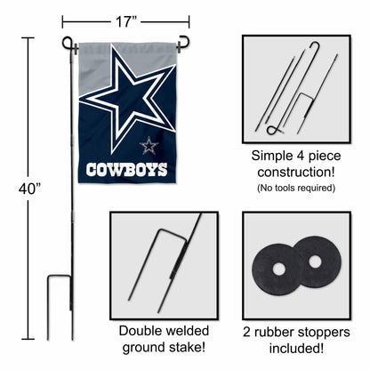 WinCraft Dallas Cowboys Bold Logo Garden Flag and Flagpole Mount