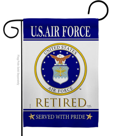 US Air Force Retired Garden Flag - Armed Forces USAF United State American Military Veteran Retire Official - House Decoration Banner Small Yard Gift Double-Sided Made in USA 13 X 18.5