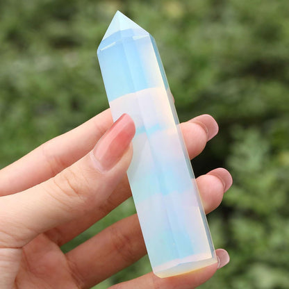 LAIDANLA Opal Healing Crystals Wands 3.5-4" Polishing Natural Reiki Energy Wand Stone Hexagonal Point Obelisk Large Crystal Gemstones for Meditation Therapy Crystal Grid Gifts Decoration 1Pcs