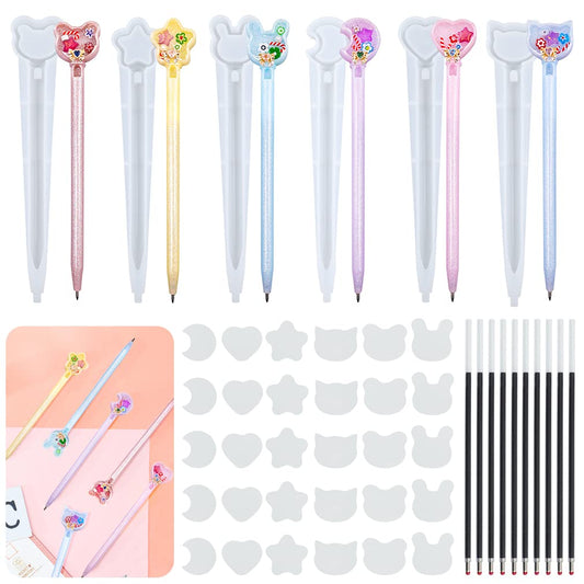 iSuperb 6-Piece Pen Resin Mold Kit with 10 Refills & 30 Seal Films for DIY Resin Crafts Making