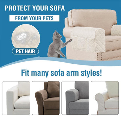 KPPKOU 2 Pack Water Resistant Armrest Covers for Chairs and Sofas Couch Arm Covers for Sofa with 3 Pockets for Phone Sofa Arm Protector Washable for Pets, Cats (Ivory)