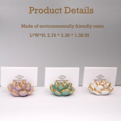 wowhalolo Resin Succulent Business Card Holder Set of 3 - White, Pink, Green - Modern Desk Organizer and Display Stand for Office, Store - Vertical Name Card Holders - Unique Gift and Decor