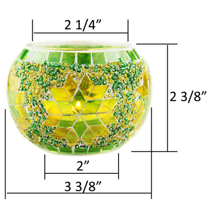 SHMILMH Votive Candle Holder Set of 4, Diwali Decoration for Home, Handmade Mosaic Glass Tealight Candle Holders for Table Centerpiece Decor,Diwali Thanksgiving