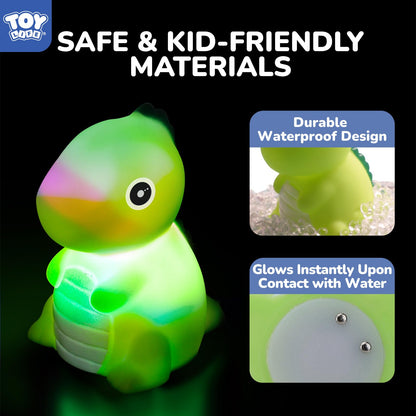 TOY Life 6 PCS Dinosaur Light Up Bath Toys for Kids Ages 4-8, No Hole Glow Bath Toys for Kids, Baby Toddler Bath-Time, Bathtub Toys Gifts for Kids Boys Girls, Ideal for Shower, Bathtub, Pool