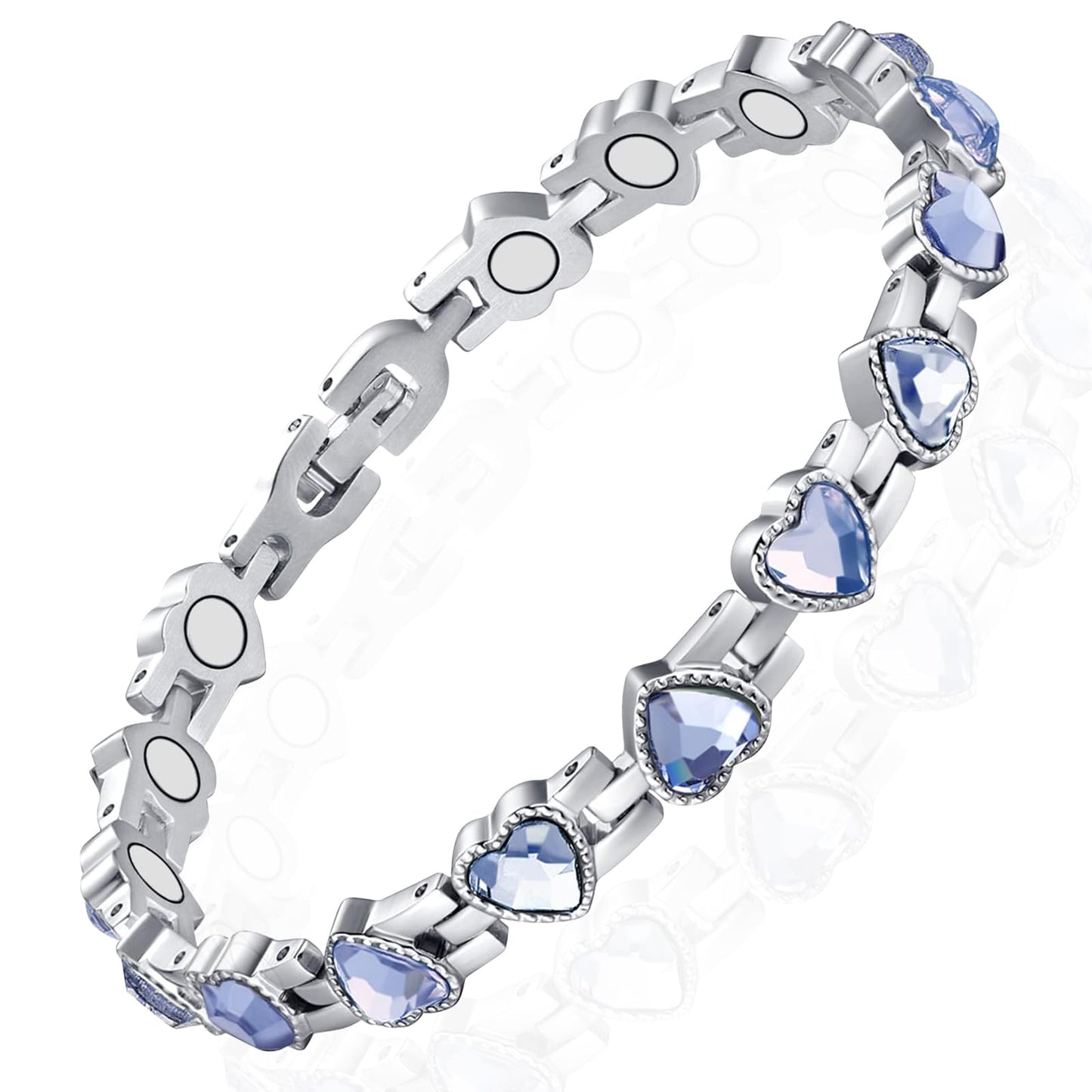UtenoTureH Magnetic Bracelets for Women, Titanium Steel Therapy Magnetic Bracelets for Couples with Neodymium Magnets & Sparkling Crystals Health Jewelry Gifts