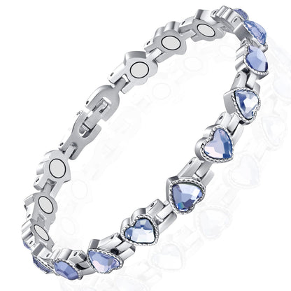 UtenoTureH Magnetic Bracelets for Women, Titanium Steel Therapy Magnetic Bracelets for Couples with Neodymium Magnets & Sparkling Crystals Health Jewelry Gifts