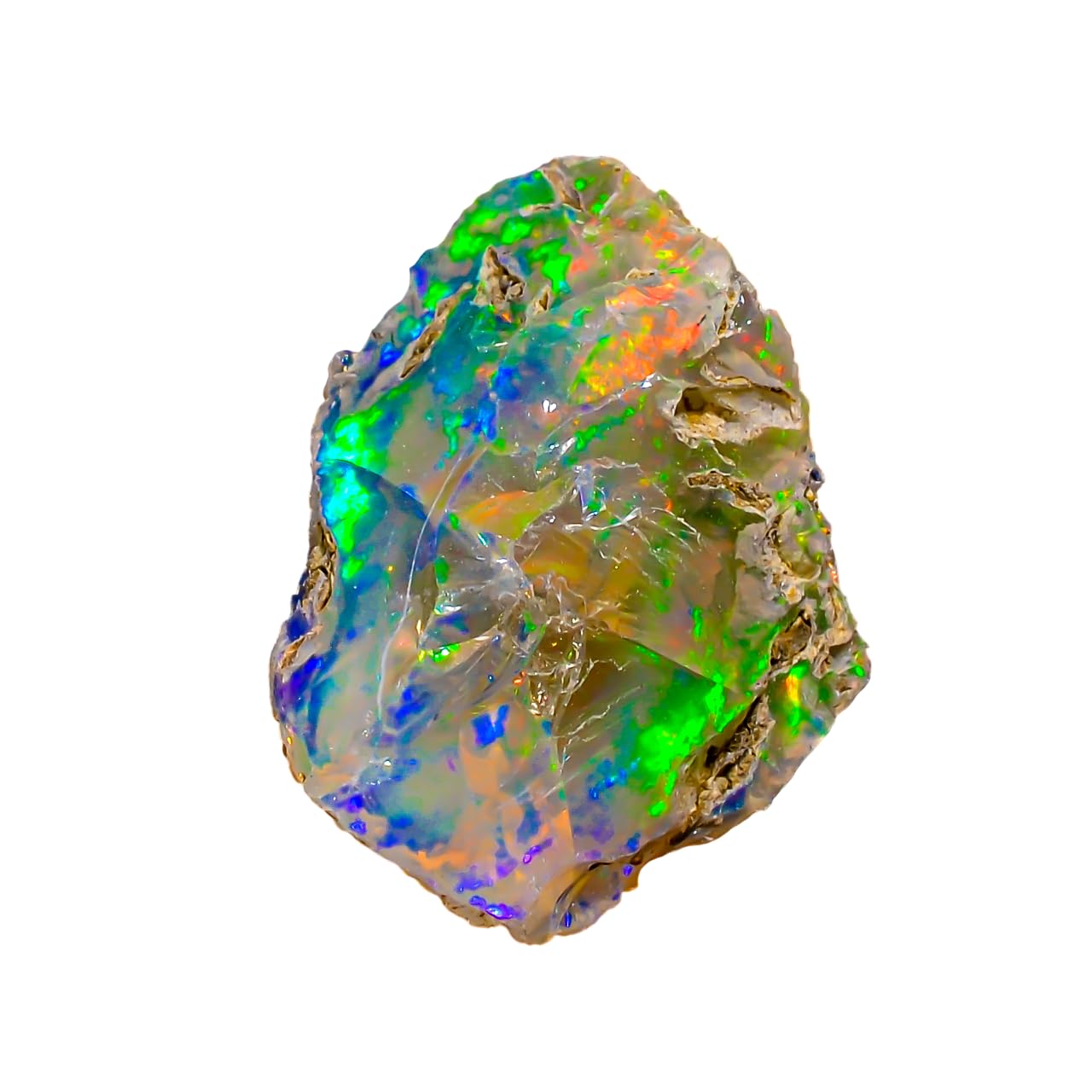 AAAA+ Natural Ethiopian Welo Opal Rough Stone – Ultra Fire Striking Raw Crystal | Handpicked Opal Rock for Jewelry Making | October Birthstone Gemstone (11.45 carat)