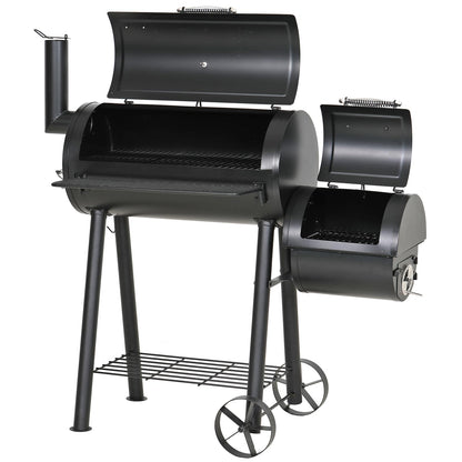 GREEN PARTY Offset Smoker Charcoal Grills with 28 Inch Cook Chamber, Barrel Smoker and Charcoal Grill Combo, 512 Sq. In. Space Barrel Smoker Grill for Outdoor BBQ Patio Backyard Cooking