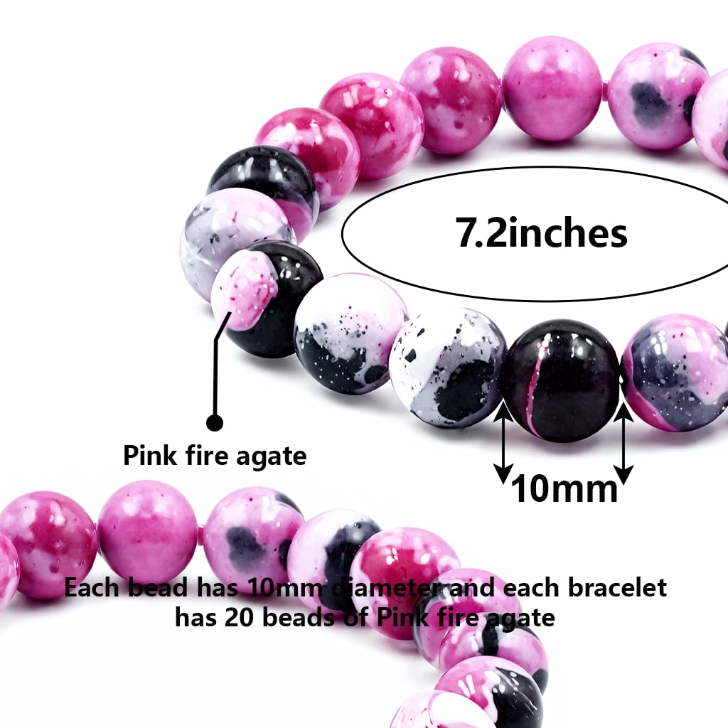 PZTIIY Natural Energy Healing Stone Charm Bracelet 10mm Natural Energy Healing Lava Rock Bracelet - Unisex (Small)