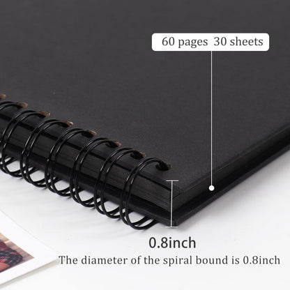 RECUTMS 12 x 12 Inch Large Scrapbook Album Kraft Blank Page DIY Scrapbook Photo Album, 60 Pages Memory Book for Wedding Anniversary Family Small Scrapbook Photo Album (Black)