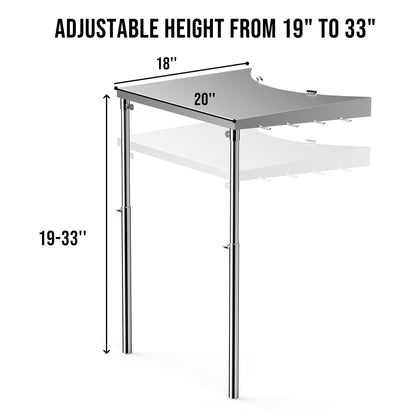 Charkettle Stainless Steel Kettle Grill Side Table/Shelf, Compatible with Weber 18"/22" Grills, Charcoal Kettle Grill Accessories with Adjustable Height