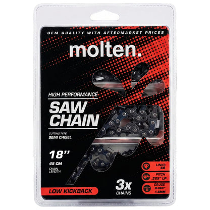Stihl MS250 Chain 3 Pack 18 Inch Chainsaw Chain, Fits MS251 MS251C, .325'' Pitch .063'' Gauge 68 DL, Replaces 26RM3 68, 26RS 68, Oregon L68, 3639 005 0068 - Molten.