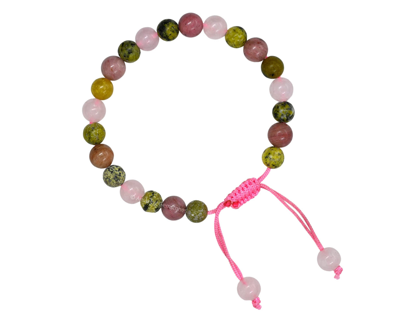 Amazing Gemstone Love Manifestation Bracelet - Serpentine Rhodonite Rose Quartz Bracelet Set for Men Women Healing Calming Anxiety Stress Relief Gifts Pulseras Para Hombres Mujer Stuffer (Adjustable)