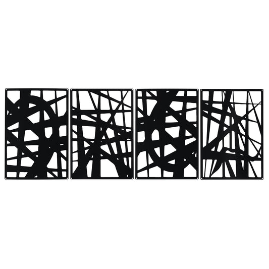 Bdor Decorative Metal Panels, Set of 4, 10.98" x 15.94", Modern Geometric Design, Black Metal Wall Art, Room Dividers, Architectural Elements for Home and Office Décor