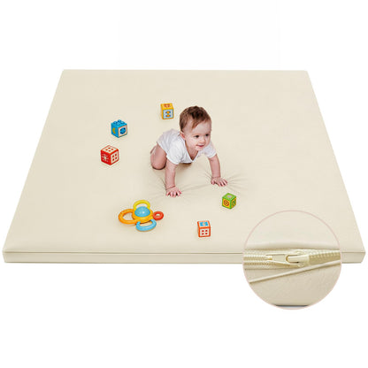 ILPEOD Waterproof Baby Play Mat for Floor Memory Foam 47 * 47 Cushion Playpen Playmat Tummy Time Crawling Mat Nursery Rug Thick Pad Create Soft & Safe Area for Infants,Toddler,Kids,Beige