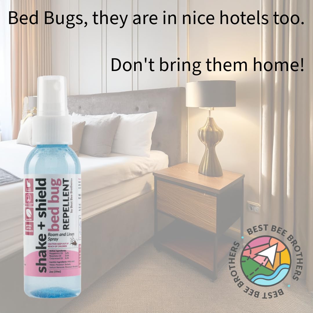 Best Bee Brothers Shake + Shield Room & Linen Bed Bug Spray – Non-Greasy Bug Spray Made with Plant-Based Ingredients, 8 Oz. + 2 Oz.