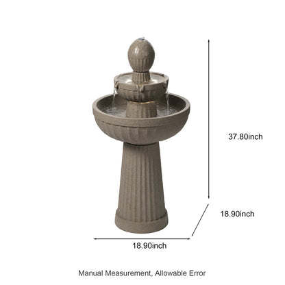Puulye 37.80” H Outdoor Water Fountain Made with Eco-Friendly Recyclable Materials, Polyethylene Cascading Waterfall Water Fountain Outdoor, Garden Decor with LED Light for Patio, Backyard (Andesite)