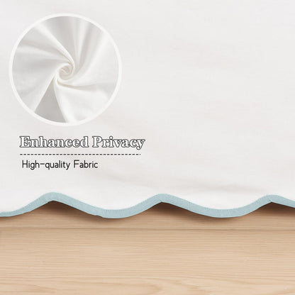 HIG Off White Chic Queen Bed Skirt - Easy Fit Scallop Edge Pleated Bedskirts, 14 Inch Drop Anti-Slip Dust Ruffle, Thick Fabric for Enhanced Privacy, Pre-Washed for Long-Lasting Use(N60022)