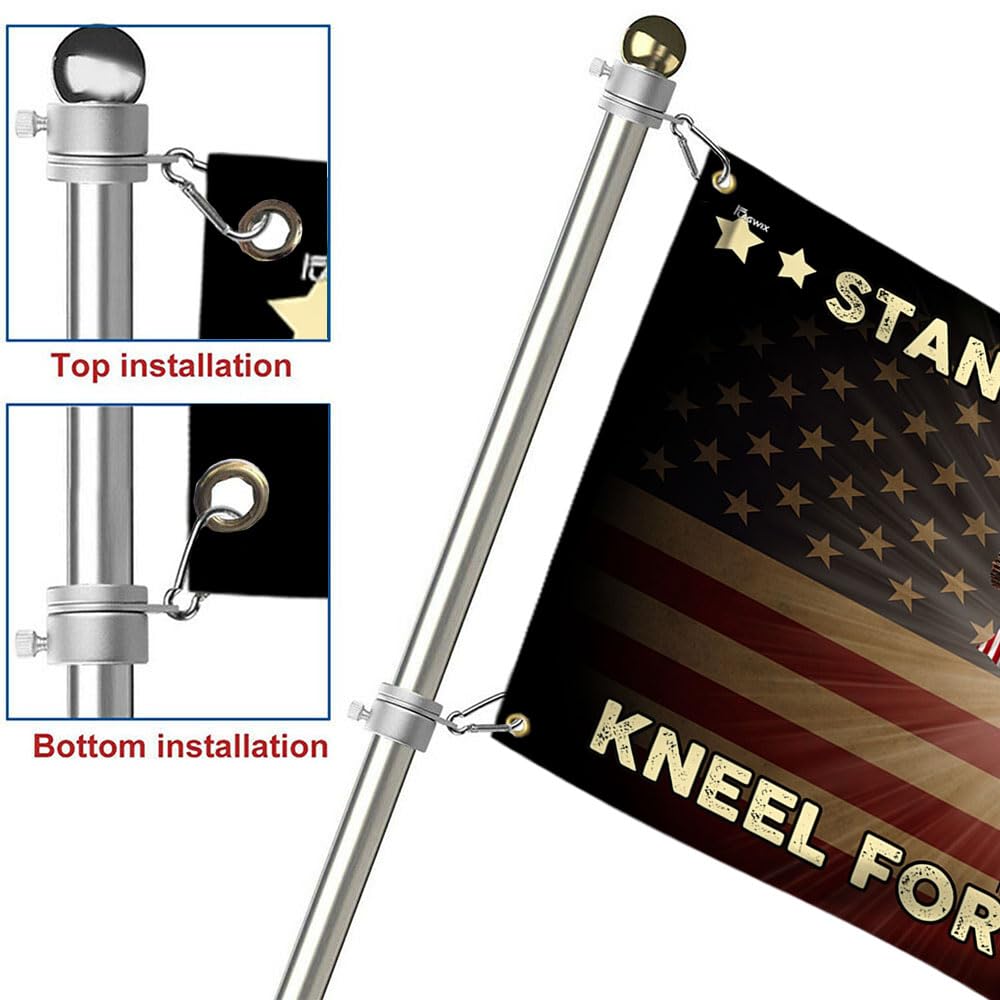 FLAGWIX 4th of July Decorations - Stand For The Flag Kneel For The Cross Grommet Flag QNK105GF, 3x5 ft., No Flag Pole Rings - Heavy Duty Flags High Density Polyethylene, Durable Indoor Outdoor