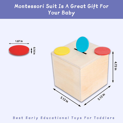 Adena Montessori 4 in 1 Wooden Play Kit Baby Toys,Object Permanence Box,Matchstick Color Drop Game,Carrot Harvest and Coin Box,Ball Drop Toy for Kid 1,2,3 Year Old,Girl Boy Gift for Baby 6-12 Month