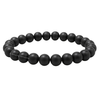 Amazing Gemstone Crystal Bracelet for Women Men's Gifts - Protection Healing Crystal Bracelet - 8mm Gemstone Beaded Stretchable Bracelet Pulseras Para Hombres Mujer Stocking Stuffers Mothers Day Gift (Shungite)