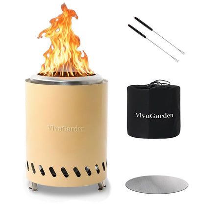 Tabletop Fire Pit 9.7 x 7.1 inch by Viva Garden, Low Smoke Camping Stove for Outdoor & Patio, Fueled by Pellets or Wood (Yellow, 9.7 x 7.1 inch)