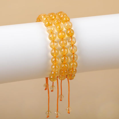 AD Beads Natural 8mm Gemstone Bracelets Healing Power Crystal Macrame Adjustable 7-9 Inch (Citrine Crystal)