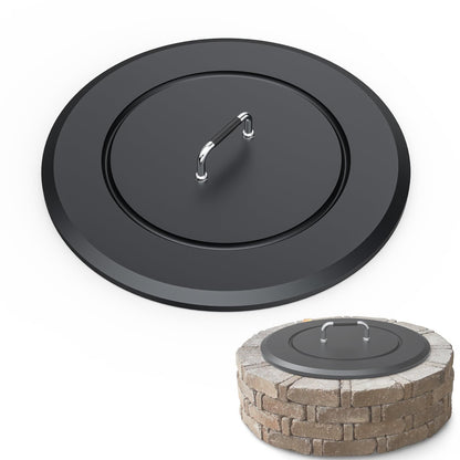 SafBbcue Fire Pit Lid Round 28.5" for Patio Outdoor Firepit, Metal Fire Pits Cover Round for Firepit Accessory, Firepits Metal Lid with Handle, Outdoor Bonfire Accessories, All-Season Protective