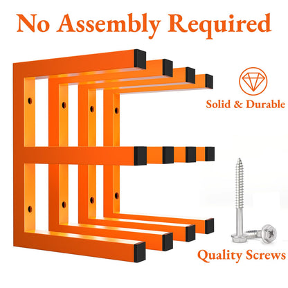 MOOMSINE Lumber Storage Rack Wall Mounted, 6-Level Holds Up 1200 Lbs Heavy Duty Wood Organizer, Metal Shelf for Shed, Workshop, Garage - 4pack, Orange