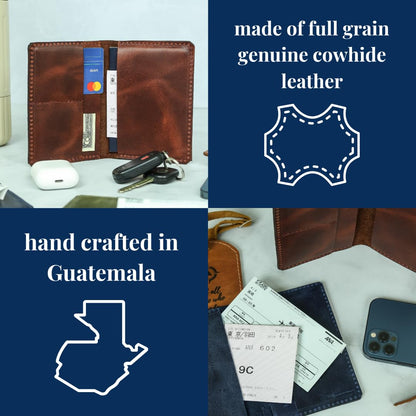Genuine Leather Passport Wallet for Women or Men – Handmade – Full-Grain Leather Passport Holder (Beautiful Burgundy)