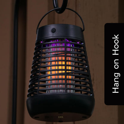 PIC Portable Bug Zapper, 600V Solar Powered Insect Trap & Fly Zapper for Outdoor Use, LED Flickering Flame, Activates Automatically in Dark, Weatherproof Outdoor Fly Trap, Kills Bugs on Contact