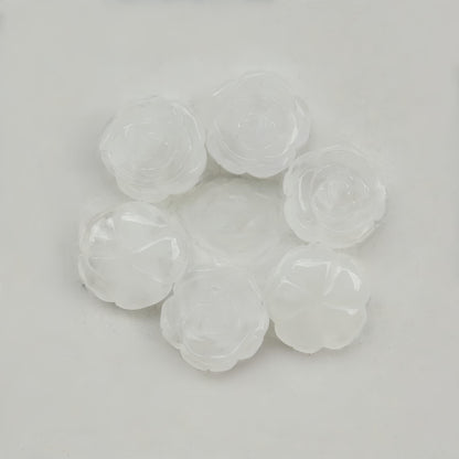 Sunshcat Natural Rock Quartz Crystal Rose Pendant,Three Dimensional Carved Healing Meditation Jewelry Crystals and Healing Stone Figurine,Suitable for DIY Jewelry Making and Valentine's Day Gift