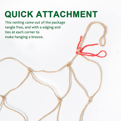Jute Trellis Netting - Jute Netting for Garden, Heavy Duty Plant Support Netting for Climbing Plants, Cucumber, Vine, Fruits & Vegetables, Climbing Vining Plants (6.6 Ft x 9.8 Ft, 5.9 Inch Squares)