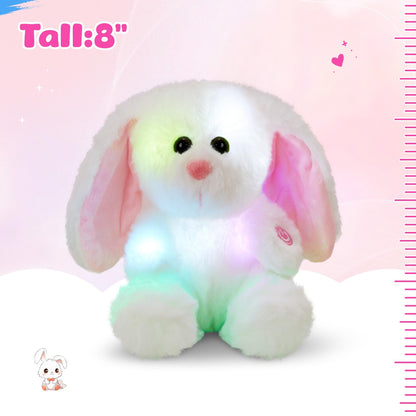 BSTAOFY Bunny Stuffed Animal, Light up White Bunny Soft Plush Toy LED Rabbit Lop Ear Night Light Stuffed Animals Easter Birthday Easter Christmas Festival Gift for Kids Toddlers, 8''