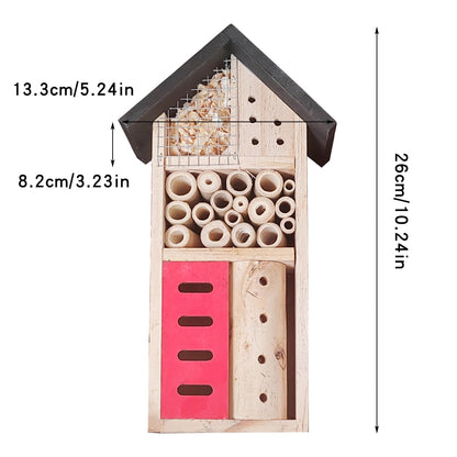 Insect Hotel Hanging Bee House Wooden Insect House, Natural Habitat for Beneficial Bees, Bugs, Butterflys, Ladybirds Garden Yard Home