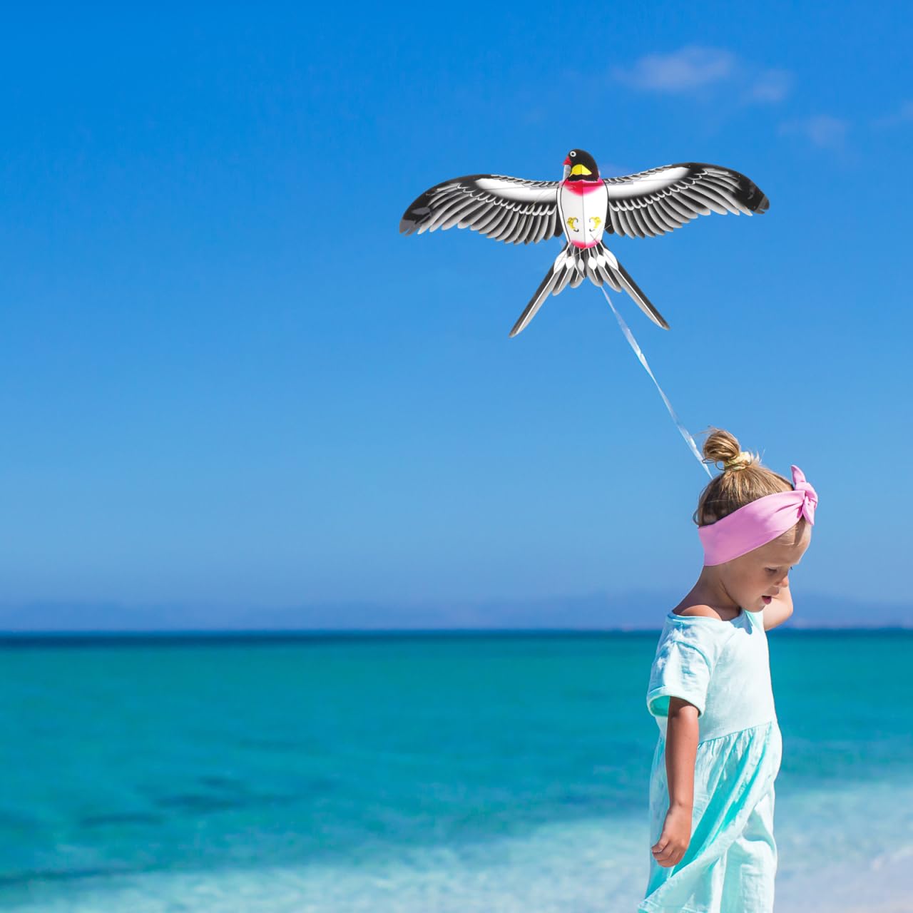 Gogogmee Swallow Bird Kite with Fishing Pole Easy to Fly Lightweight Outdoor Kids Kite for Family Fun and Play