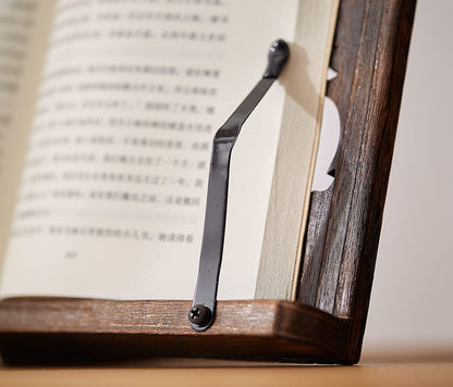 SINOBEST Book Stand with Page Clips, Foldable Reading Rest Holder, Portable Desk Bookrest, Cookbook/Tablet PC/Music Document Stand, Adjustable Wood Reading Frame (Chinese Knot, 11.8 x 8.7 inches)